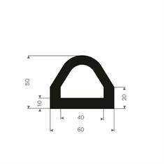 Vollgummi Fenderprofil BxH= 60x50mm (Rolle 5 m)