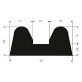 Vollgummi Fenderprofil BxH= 70x32mm (L=15m)