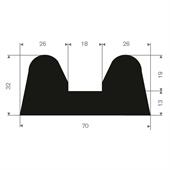 Vollgummi Fenderprofil BxH= 70x32mm (L=15m)