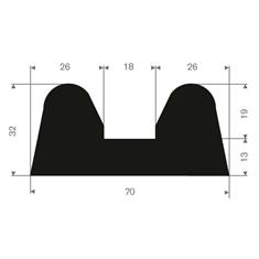 Vollgummi Fenderprofil BxH= 70x32mm (L=15m)
