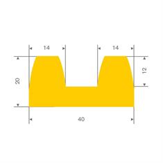 Vollgummi Fenderprofil gelb BxH=40x20mm (L=20m)