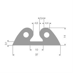 Vollgummi Fenderprofil grau BxH=37x14mm (L=25m)