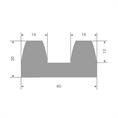 Vollgummi Fenderprofil grau BxH= 40x20mm (L=25m)