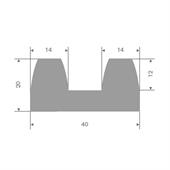 Vollgummi Fenderprofil grau BxH= 40x20mm (L=25m)