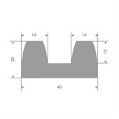 Vollgummi Fenderprofil grau BxH= 40x20mm (L=25m)