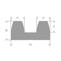 Vollgummi Fenderprofil grau BxH= 40x20mm (L=25m)