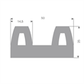 Vollgummi Fenderprofil grau BxH=50x25mm (L=20m)
