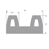 Vollgummi Fenderprofil grau BxH=50x25mm (L=20m)
