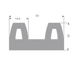Vollgummi Fenderprofil grau BxH=50x25mm (L=20m)