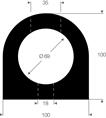 Vollgummi Fenderprofil LxBxH=905x100x100mm