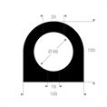Vollgummi Fenderprofil LxBxH=905x100x95mm