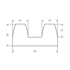 Vollgummi Fenderprofil weiß BxH= 40x20mm (L=25m)