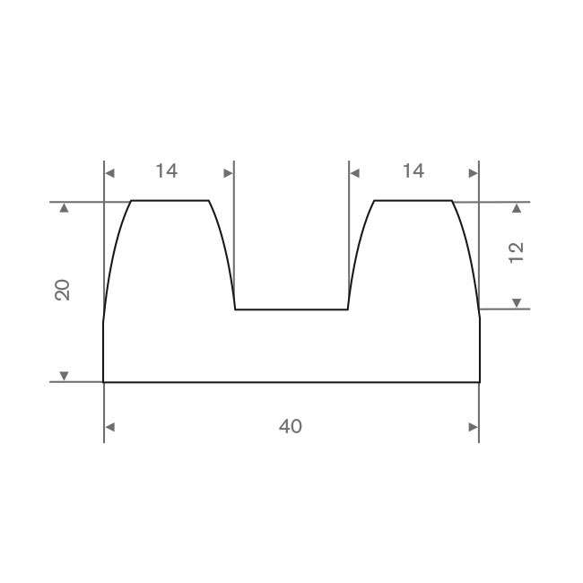 Vollgummi Fenderprofil weiß BxH= 40x20mm (L=25m)