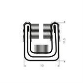 Vollgummi Fensterdichtung mit Metall BxH=10x11,5mm L=2000mm