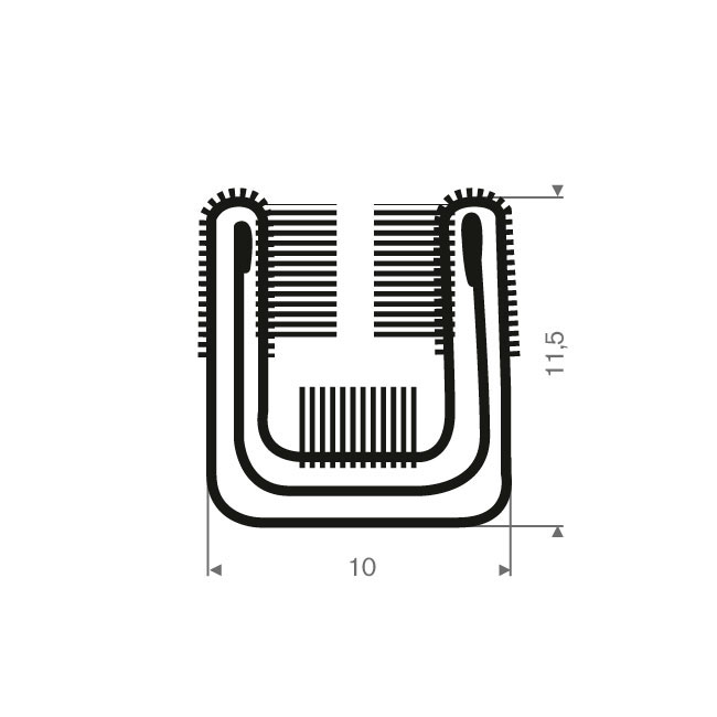 Vollgummi Fensterdichtung mit Metall BxH=10x11,5mm L=2000mm