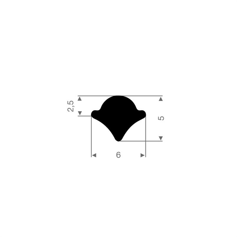 Vollgummi Füllerprofil BxH=6x5mm (L=100m)