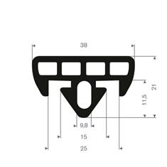 Vollgummi Glasprofil BxH=38x21mm (L=25m)