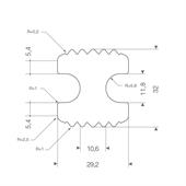 Vollgummi H-Profil 12mm / BxH=30x32mm (L=25m)