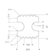 Vollgummi H-Profil 12mm / BxH=30x32mm