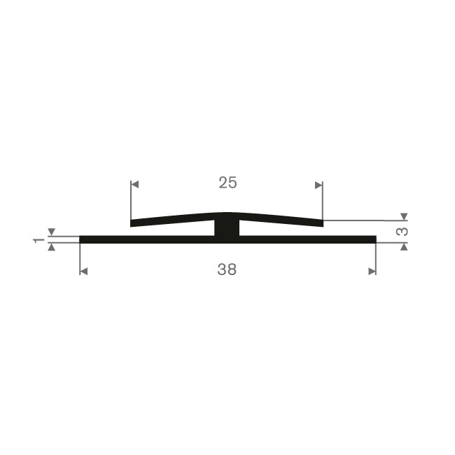 Vollgummi H-Profil 1mm / BxH=38x3mm (L=100m)