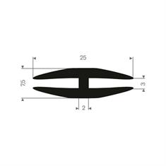 Vollgummi H-Profil 3mm / BxH=25x7,5mm (L=50m)