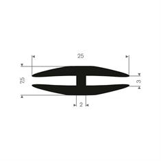 Vollgummi H-Profil 3mm / BxH=25x7,5mm (L=50m)