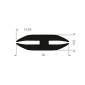 Vollgummi H-Profil 3mm / BxH=35x10,5mm (L=50m)