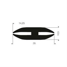 Vollgummi H-Profil 3mm / BxH=35x10,5mm (L=50m)