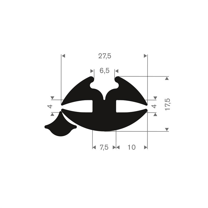 Vollgummi H-Profil 4/4mm inkl. Füller (L=25m)