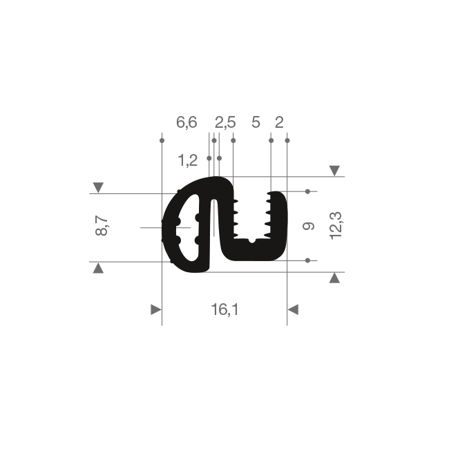 Vollgummi H-Profil 5mm (L=100m)