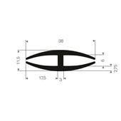 Vollgummi H-Profil 6mm / BxH=38x11,5mm (L=50m)