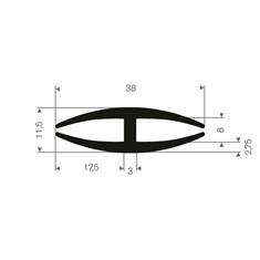 Vollgummi H-Profil 6mm / BxH=38x11,5mm (L=50m)