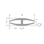 Vollgummi H-Profil grau 6mm / BxH=38x11,5mm (L=40m)