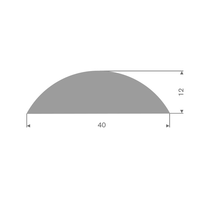 Vollgummi Halbrundprofil grau BxH=40x12mm (L=40m)