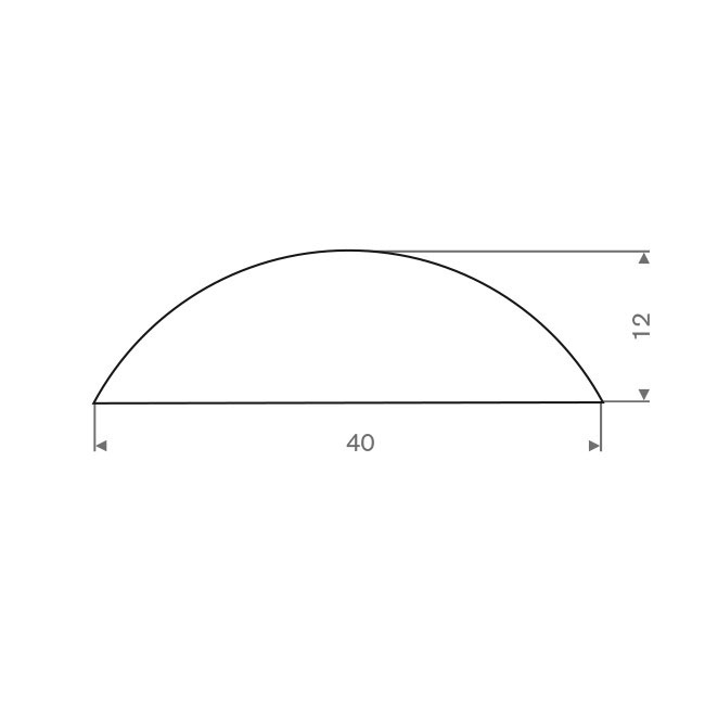 Vollgummi Halbrundprofil weiß BxH=40x12mm (L=40m)