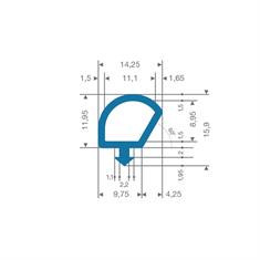 Vollgummi Karosserieprofil blau BxH=14x16mm (L=100m)