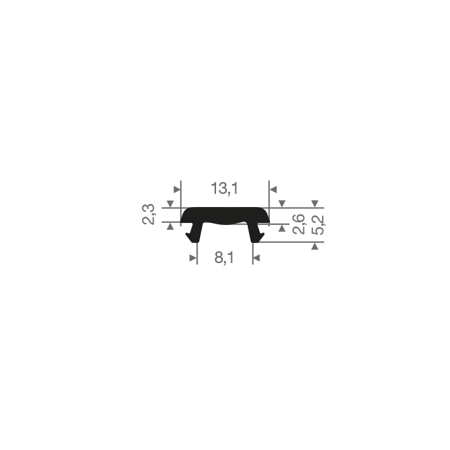 Vollgummi Karosserieprofil BxH=13x5mm (L=200m)
