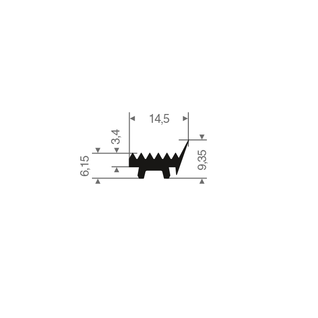 Vollgummi Karosserieprofil BxH=14,5x9,35mm (L=200m)