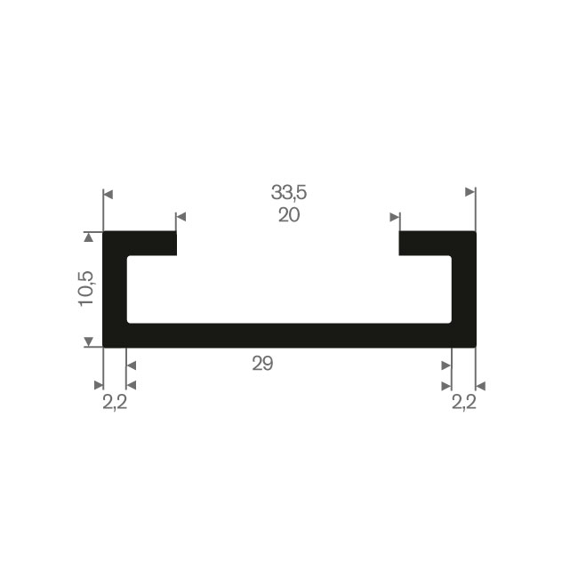 Vollgummi Karosserieprofil BxH=33,5x10,5mm (L=50m)