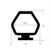 Vollgummi Karosserieprofil BxH=34x35mm (L=25m)