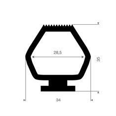 Vollgummi Karosserieprofil BxH=34x35mm (L=25m)