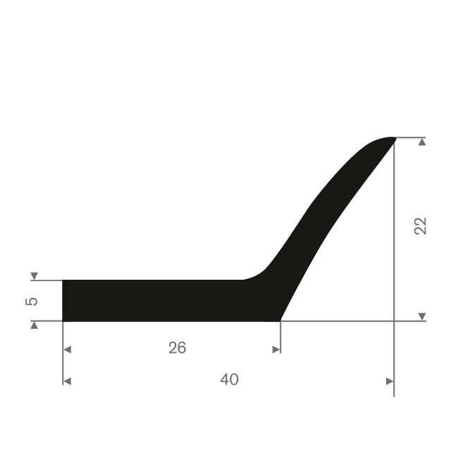 Vollgummi Karosserieprofil BxH=40x22mm (L=50m)