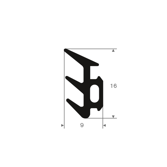 Vollgummi Karosserieprofil BxH=9x16mm (L=250m)