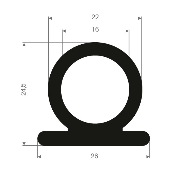 Vollgummi Kederprofil BxH=26x24,5mm (L=25m)