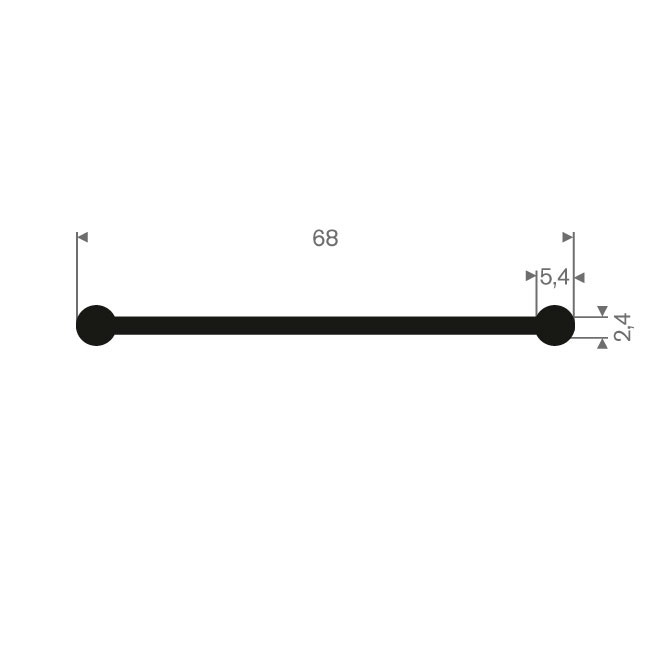 Vollgummi Kederprofil doppelt l BxH=68x2,4mm (L=50m)