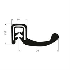 Vollgummi Klemmprofil 1,5-4mm / BxH=33x13,7mm (L=30m)