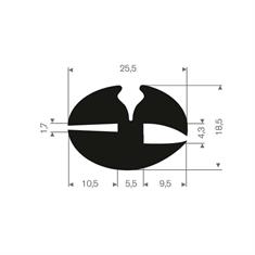 Vollgummi Klemmprofil 1,7/4,3mm (L=25m)