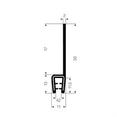 Vollgummi Klemmprofil 4,2mm / BxH=11x30mm (L=50m)