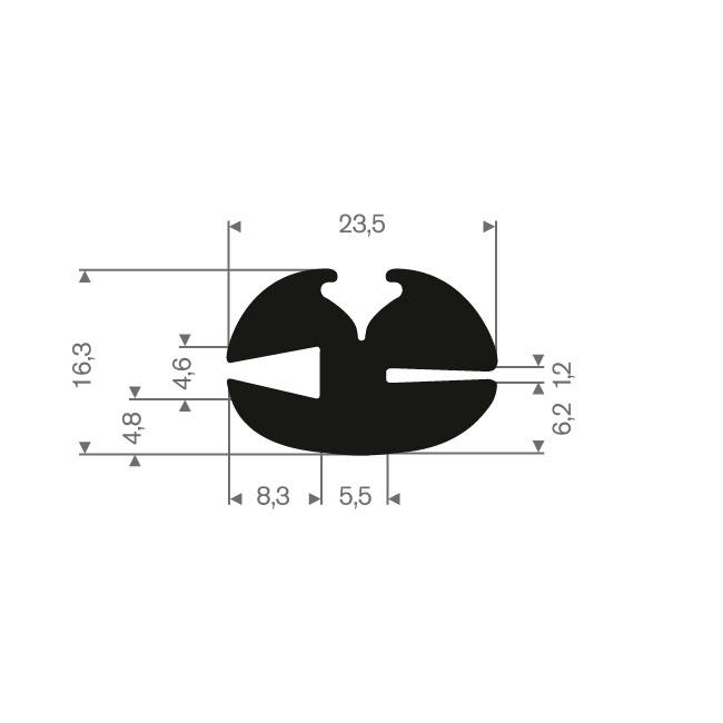 Vollgummi Klemmprofil 4,6/1,2mm (L=50m)