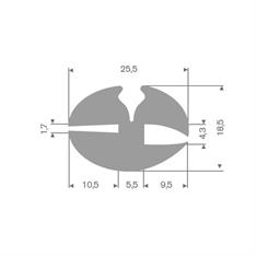 Vollgummi Klemmprofil grau 1,7/4,3mm (L=25m)